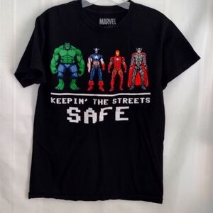 Marvel black superhero shirt small 34/36 "Keep in the streets safe"